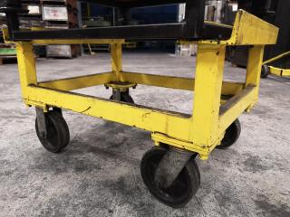 Industrial Mobile Bin Trolley w/1x Steel Material Storage Bin & Lifting Unit