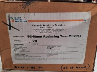 28 x Cast Metal Services Ceramic 50/40mm Reducing Tees - MS2061