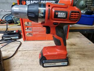 Black & Decker 18V Cordless Drill Driver w/ Charger & 2x Batteries