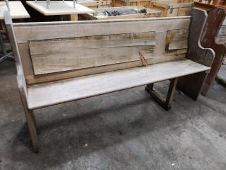 2x Vintage Antique Wooden Church Benches