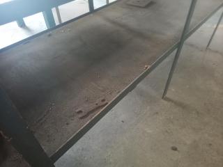 Long Steel Workbench with Vice