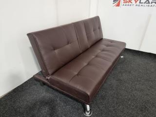 Brown Faux Leather Collapsible Reception Couch/Lounger