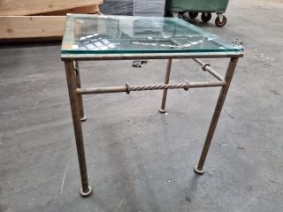 Vintage Glass Topped Brass Table