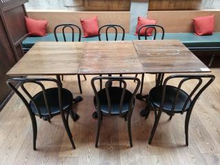 3 x Cafe Tables and 6 x Chairs