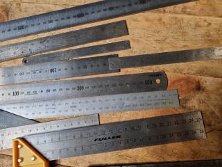 Assorted Engineers Steel Set Squares & Rulers