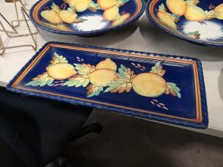 Assorted Porcelian Serving Bowls, Plates + Picture Frame Holders