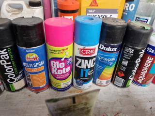 Assorted Trades Solvants, Sprays, Sealers, Epoxys & More