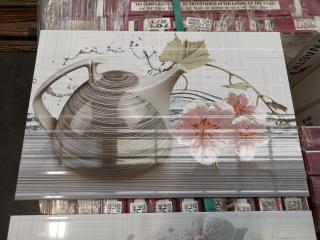 450x300mm Ceramic Tea Pot & Cups Wall Tiles, 4.05m2 Coverage