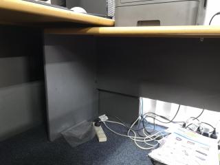 Office Workstation Desk w/ Side Unit, Mobile Drawer