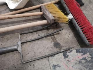 Assorted Worksite Shoves, Brooms & More