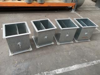 4x Commercial Ventilation Square Duct Dampers, 250mm Size