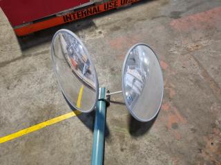 2 x Curved Safety Mirrors on Stand