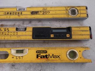 3x Assorted Stanley & Stabila Branded Levels