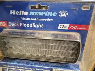 2x Hella Marine Sea Hawk XL Black LED Deck Floodlights, New