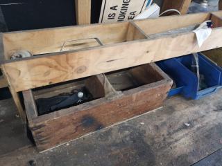 Large Heavy Duty Wooden Workbench w/ Attached Vices