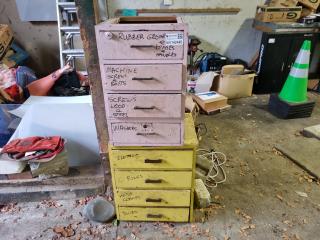 Two Wooden Drawer Units of Engineering Sundries 