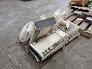 Collection Of Old Bar/Convector Heaters And Tabletop Fans