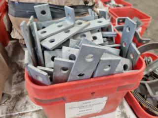 Pallet of Assorted Brackets, Pipe Hangers, Clamps, & More