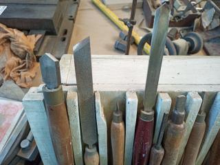 Rack of Wood Lathe Chisels