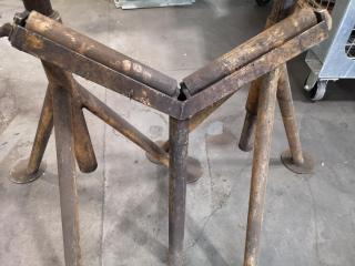 Pair of Heavy Duty Industrial Material Support Roller Stands