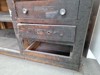 Vintage Wood Workbench w/ Vice