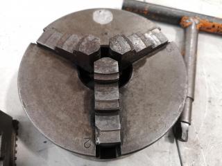 155mm Dia 3-Jaw Lathe Chuck w/ Key & Spare Jaws