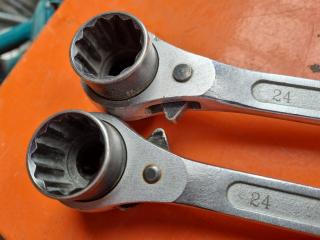 2x Scaffolding Podger Wratchets by Famous Toledo, 18/24mm Sizes