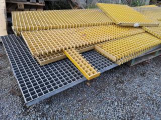 8x Assorted Industrial Fibreglass Grated Flooring Panels