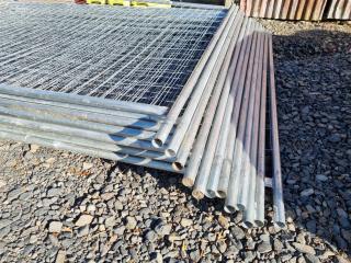 12x Steel Worsksite Safety Fencing Panels w/ Bases