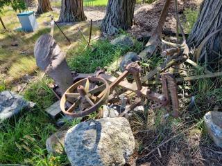 Antique Farm Plows, Wagon Wheels