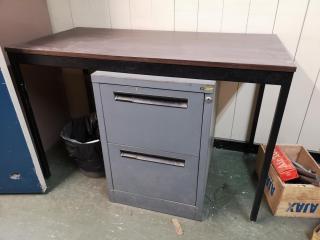 2-Drawer Office File Cabinet & Office Table