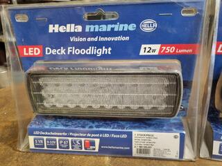 2x Hella Marine Sea Hawk XL Black LED Deck Floodlights, New