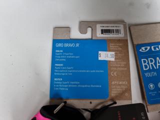 2x Pairs Giro Bravo JR Cycling Gloves - Youth XS