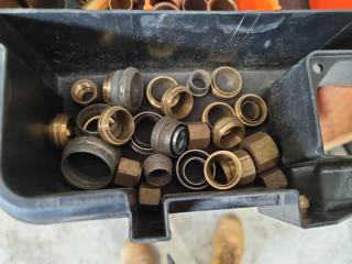 Assorted Small Brass Pipe Fittings, Connectors & More