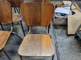 Antique Vintage Wood / Steel Stackable School Chairs