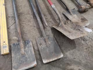 Assorted Hand Tools, Shovels, Sledges, Painting Tools, & More
