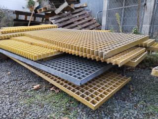 8x Assorted Industrial Fibreglass Grated Flooring Panels