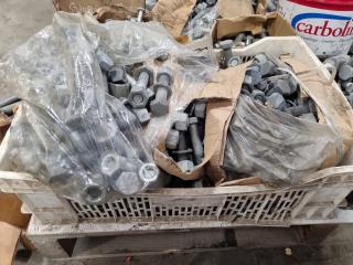 Pallet of Large Galvanised Structural Assembly Bolts, Assorted Sizes