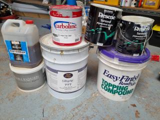 Assortment of Adhesives, Topping Compounds, Primers, Sealers