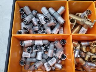 Assorted Brass & Plastic Water Plumbing Fittings, Connectors, & More