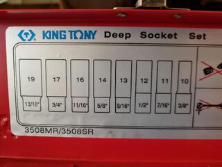 3x King Tony Deep Socket Sets, 1/4", 3/8" & 1/2" Drive