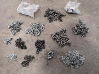 15x Assorted Types & Lengths of Steel Chain