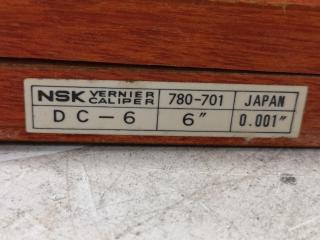 NSK 150mm Analog Vernier Caliper w/ Wood Case