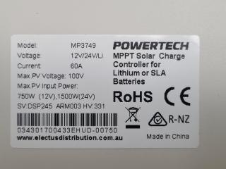 Powertech 60A MPPT Solsr Charge Controller MP3749, New 