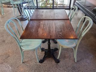 2 x Cafe Tables and 4 x Chairs