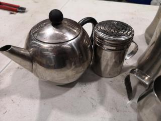 Assorted Stainless Steel Restaurant Teapots, Bowls, Pitchers & More