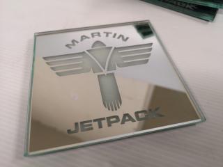 8x Martin Jetpack Collector's Mirrored Glass Coasters