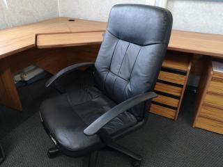 Large Office L-Shaped Desk Workstation w/ Chair & 3x Drawer Units