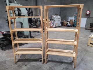 2x Wooden Rustic Shelving Units for Home or Cafe