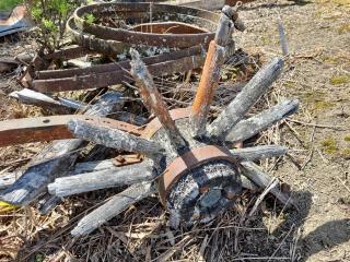 Antique Wagon Wheel Components, Axle, Rims